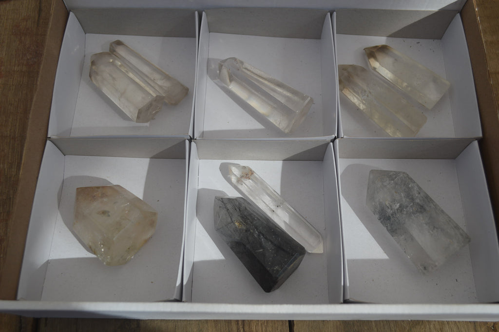 Polished Mixed Wonderland Quartz Points x 9 From Ankazobe, Madagascar - Toprock Gemstones and Minerals 