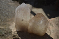 Polished Large Smokey Quartz Crystals x 2 From Angola - Toprock Gemstones and Minerals 