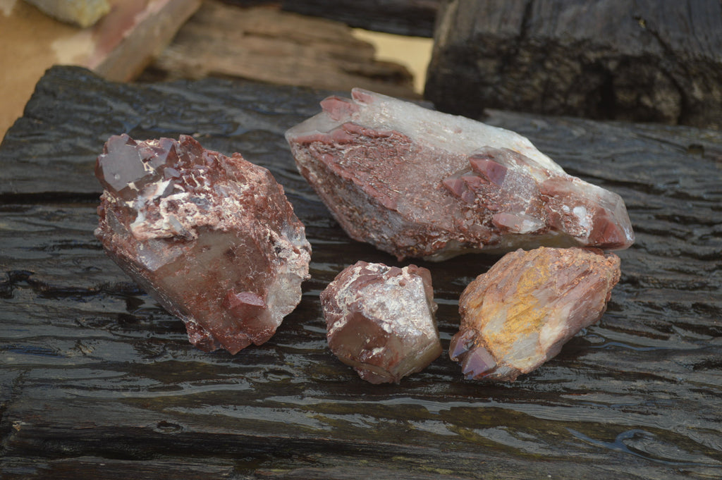 Natural Red Hematoid Quartz Specimens x 4 From Karoi, Zimbabwe - Toprock Gemstones and Minerals 
