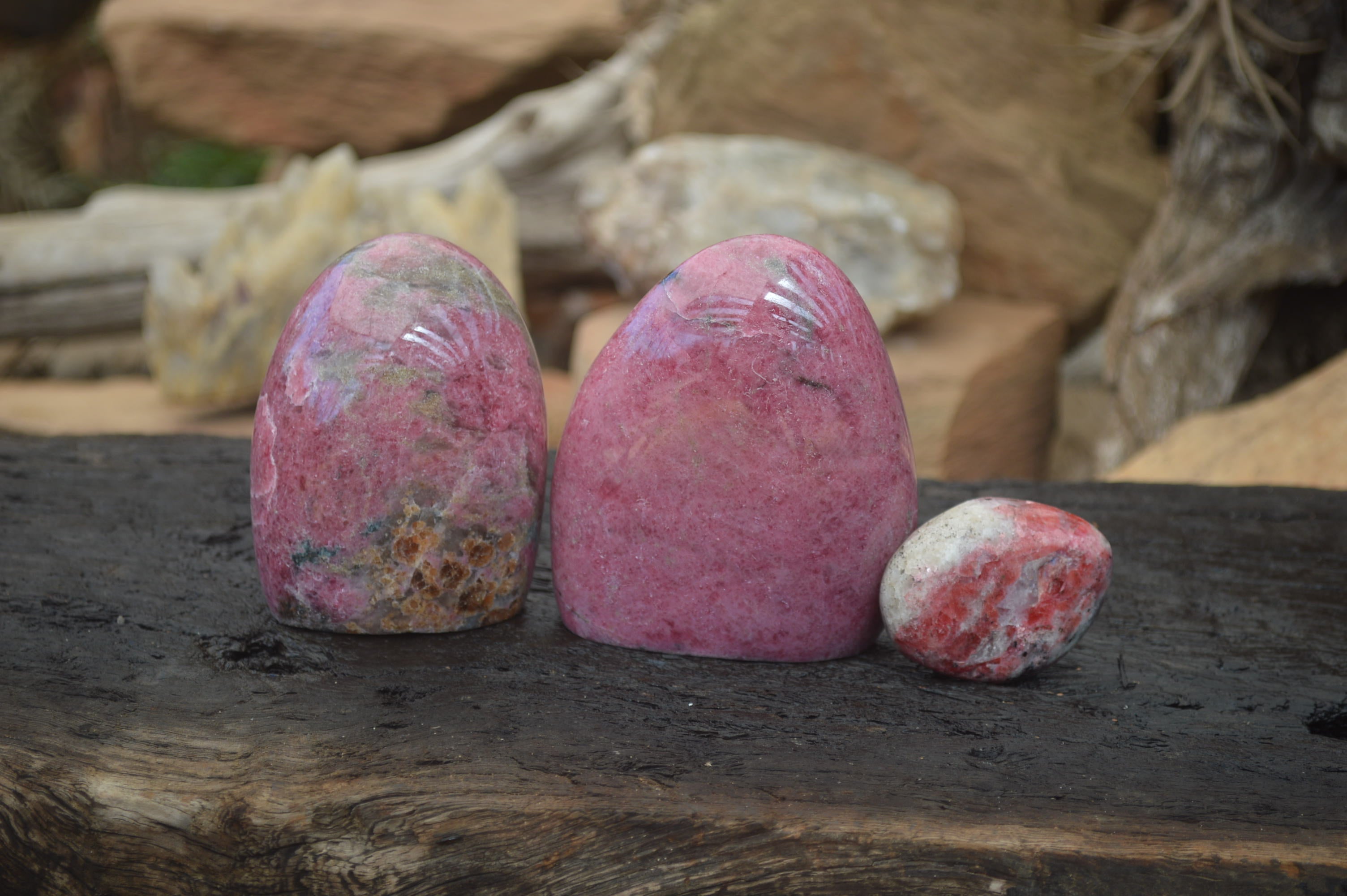Polished Rhodonite Free Forms x 4 From Southern Africa - Toprock Gemstones and Minerals 