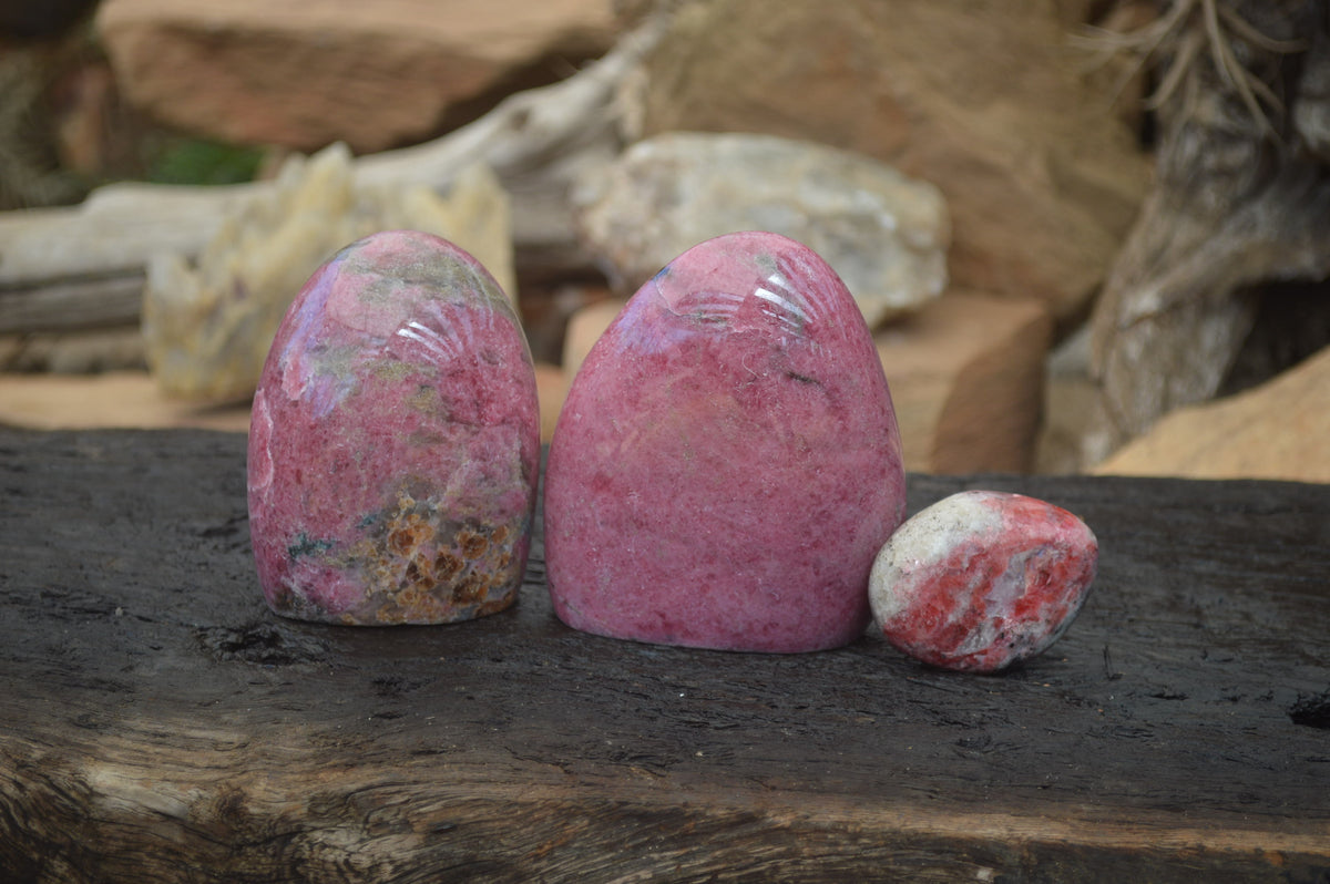 Polished Rhodonite Free Forms x 4 From Southern Africa - Toprock Gemstones and Minerals 