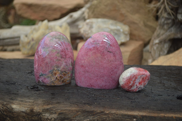 Polished Rhodonite Free Forms x 4 From Southern Africa - Toprock Gemstones and Minerals 