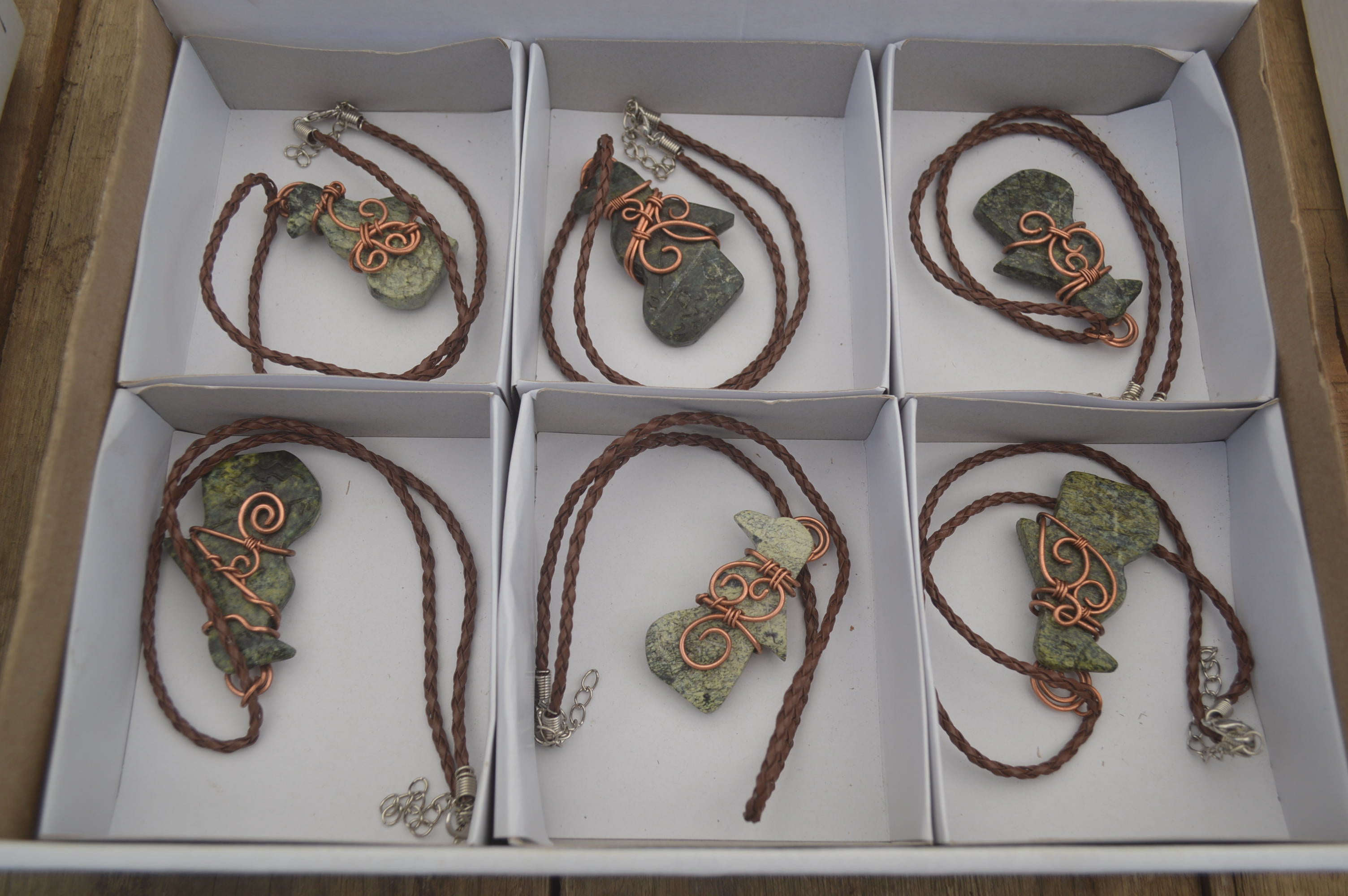 Polished Copper Wire Wrapped Leopardstone Eagle Pendants  x 6 From Zimbabwe - Toprock Gemstones and Minerals 