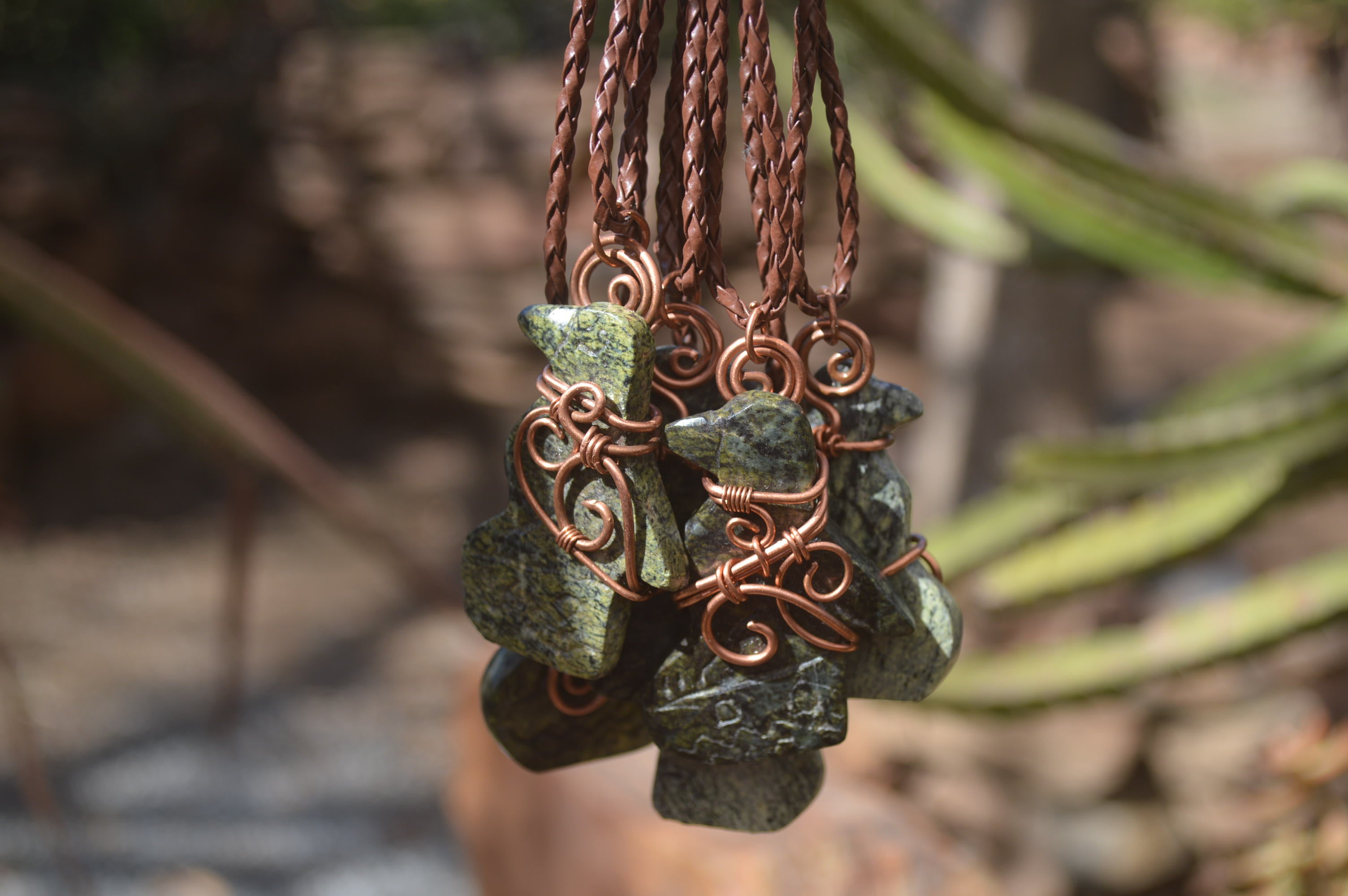 Polished Copper Wire Wrapped Leopardstone Eagle Pendants  x 6 From Zimbabwe - Toprock Gemstones and Minerals 