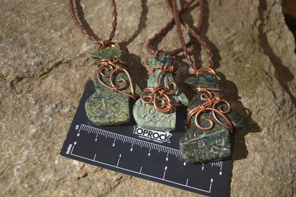 Polished Copper Wire Wrapped Leopardstone Eagle Pendants  x 6 From Zimbabwe - Toprock Gemstones and Minerals 
