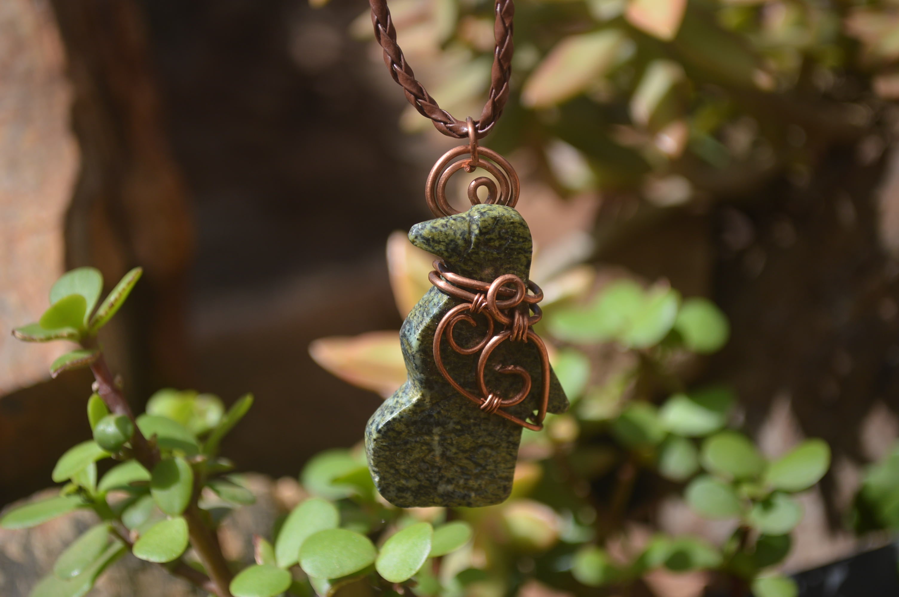 Polished Copper Wire Wrapped Leopardstone Eagle Pendants  x 6 From Zimbabwe - Toprock Gemstones and Minerals 