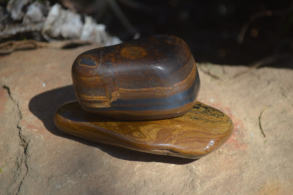 Polished Golden Tigers Eye Free Forms x 12 From Prieska, Northern Cape - Toprock Gemstones and Minerals 