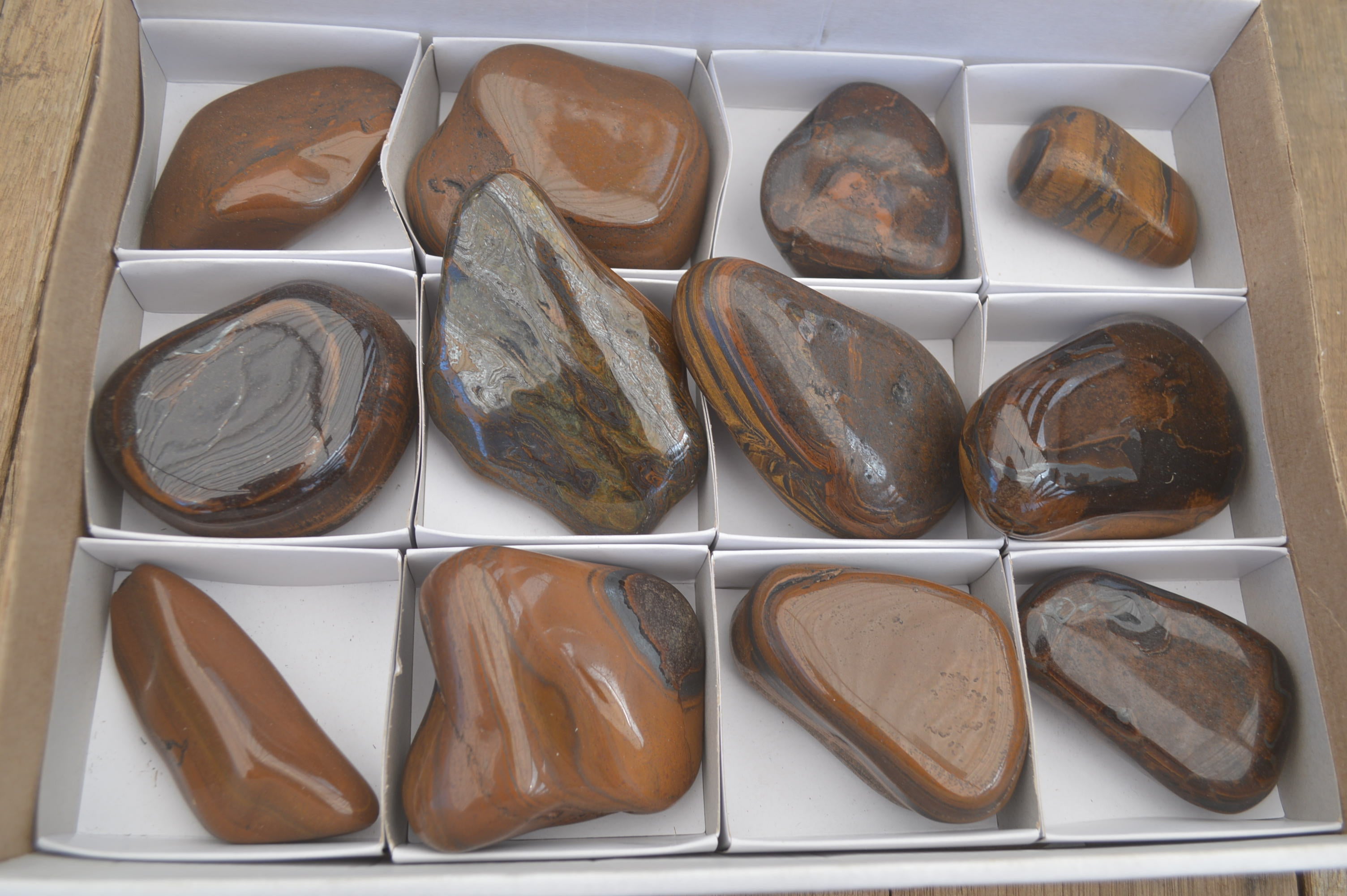 Polished Golden Tigers Eye Free Forms x 12 From Prieska, Northern Cape - Toprock Gemstones and Minerals 