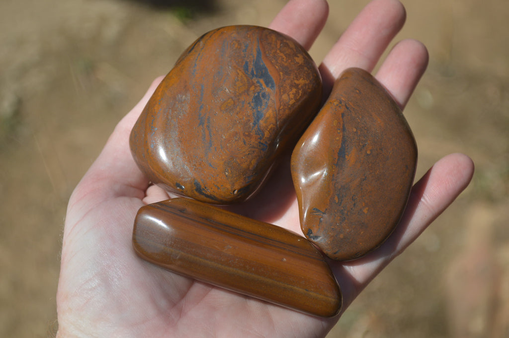 Polished Golden Tigers Eye Free Forms x 12 From Prieska, Northern Cape - Toprock Gemstones and Minerals 