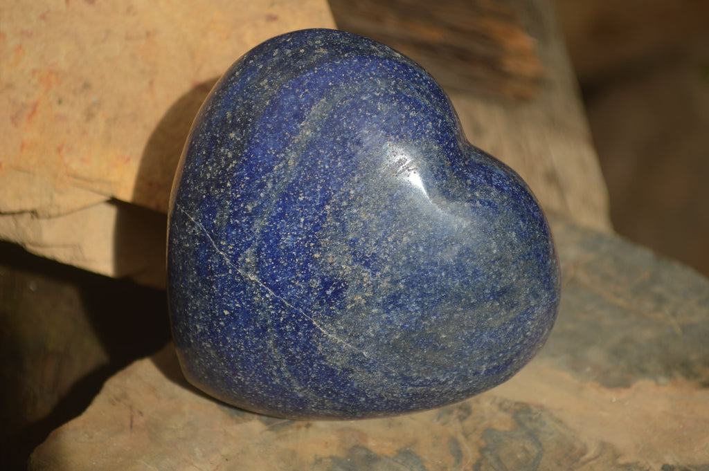 Polished Blue Lazulite Hearts  x 4 From Madagascar - Toprock Gemstones and Minerals 
