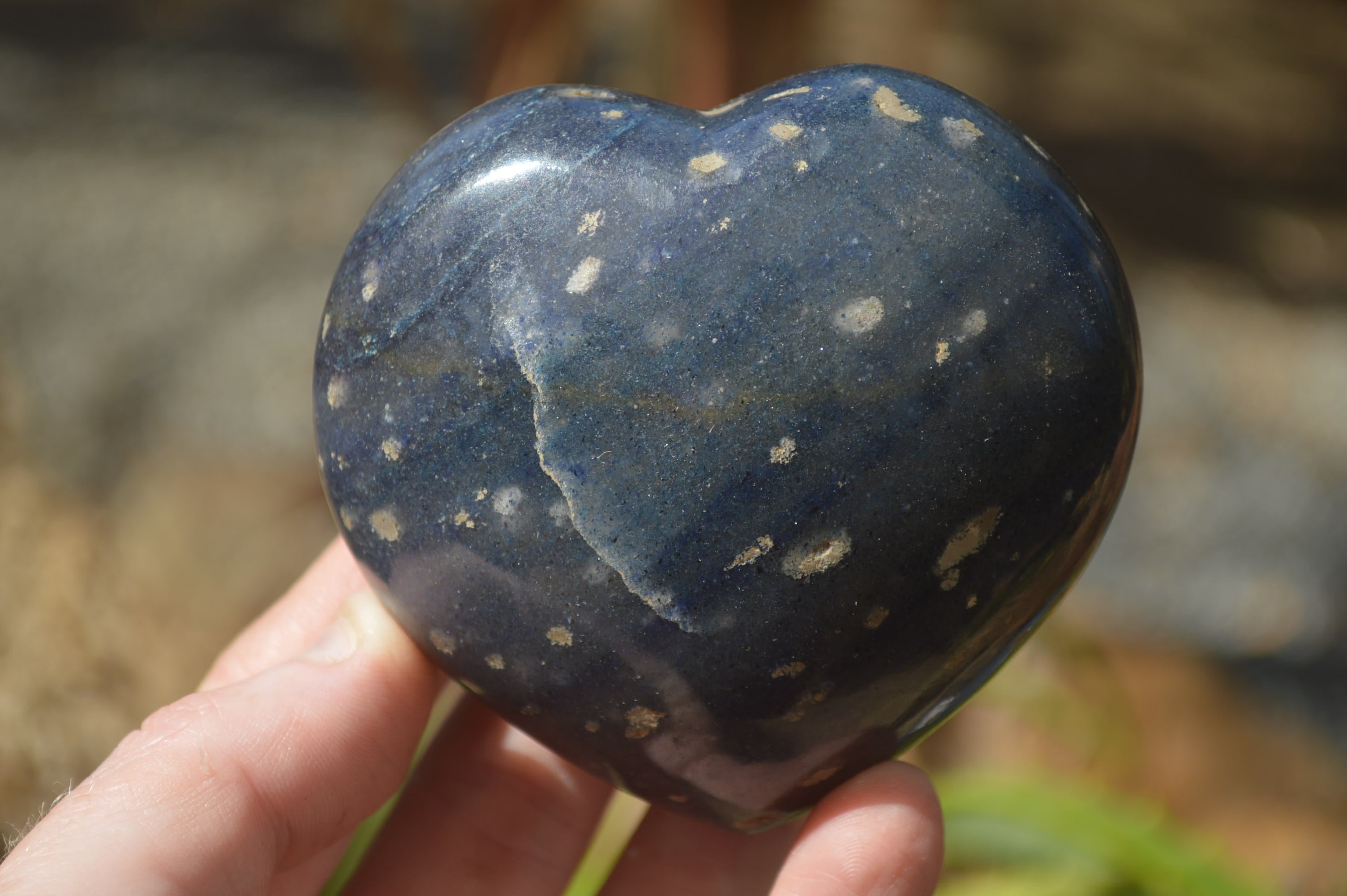 Polished Blue Lazulite Hearts  x 4 From Madagascar - Toprock Gemstones and Minerals 