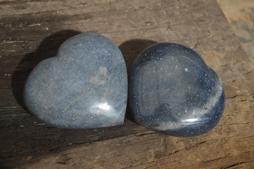 Polished Blue Lazulite Hearts  x 4 From Madagascar - Toprock Gemstones and Minerals 