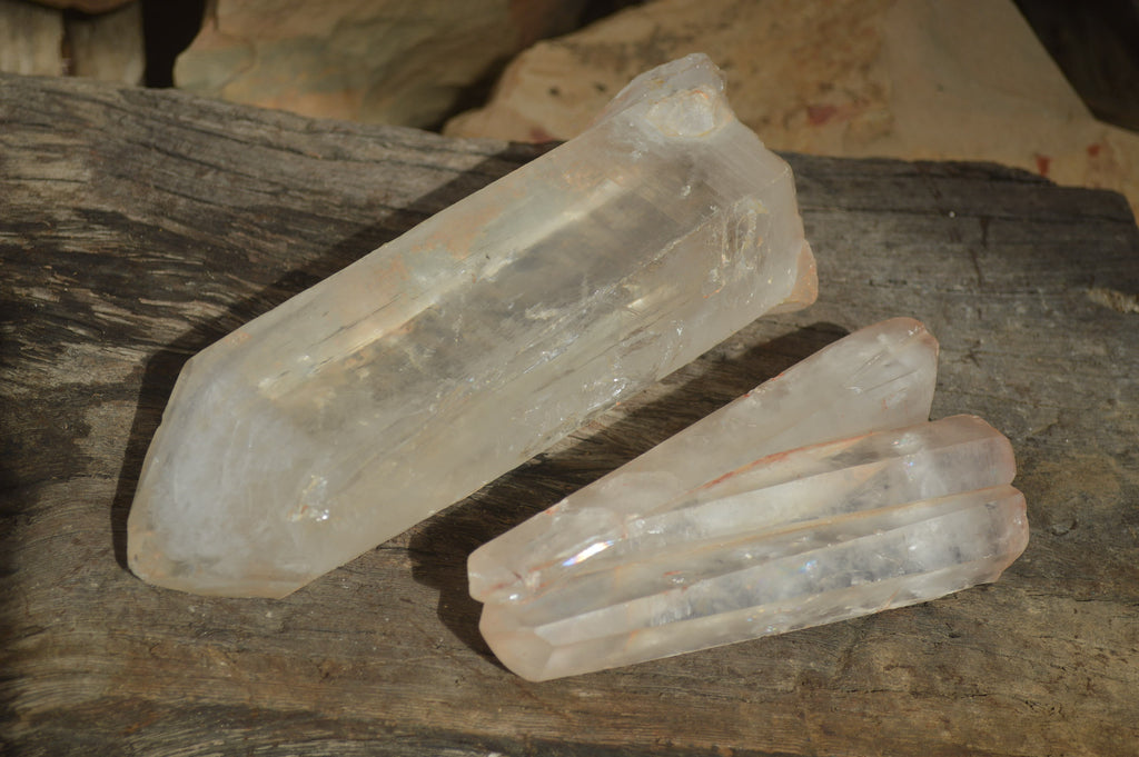 Natural Large Clear Quartz Crystals  x 2 From Madagascar - Toprock Gemstones and Minerals 