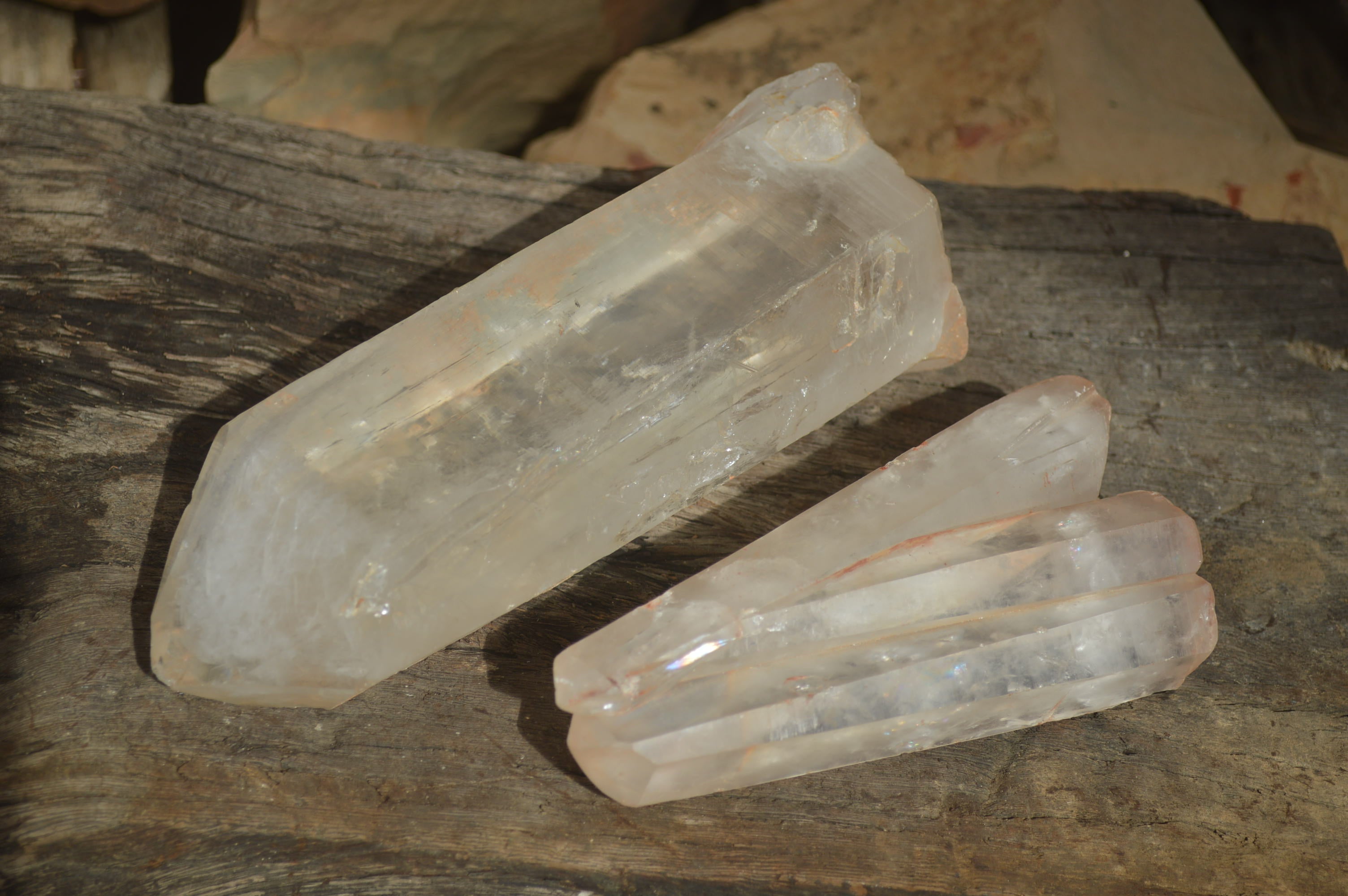Natural Large Clear Quartz Crystals  x 2 From Madagascar - Toprock Gemstones and Minerals 