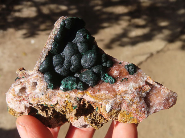 Natural Rare Ball Malachite On Drusy Quartz & Dolomite Specimens x 2 From Congo - Toprock Gemstones and Minerals 
