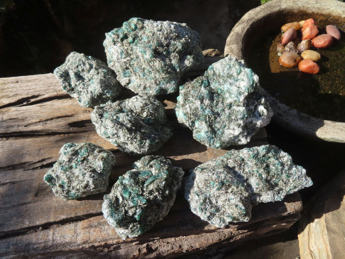 Natural Rare Emerald Mica In Matrix Cobbed Specimens x 7 From Mutoko, Zimbabwe - Toprock Gemstones and Minerals 