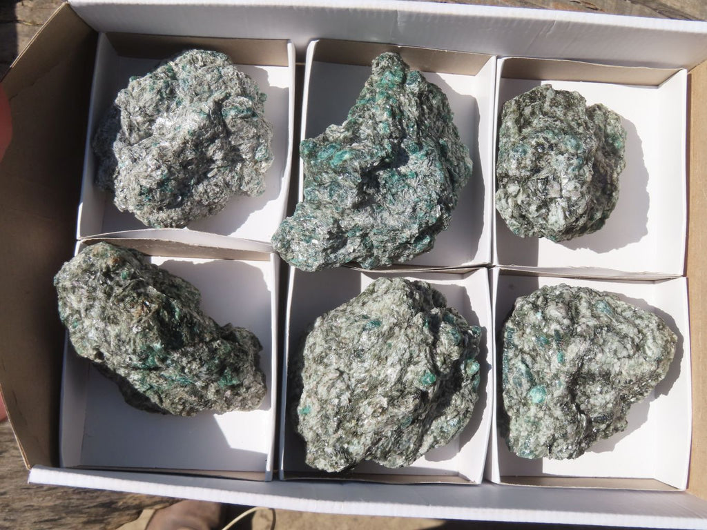 Natural Rare Emerald Mica In Matrix Cobbed Specimens x 6 From Mutoko, Zimbabwe - Toprock Gemstones and Minerals 