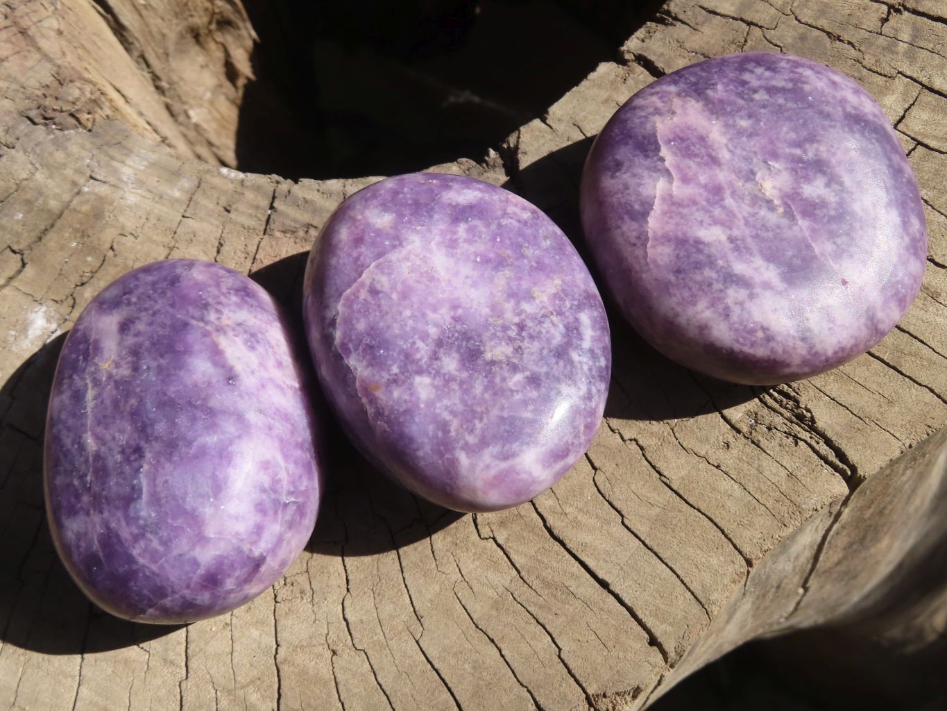 Polished Purple Lepidolite Galets  x 6 From Zimbabwe - Toprock Gemstones and Minerals 