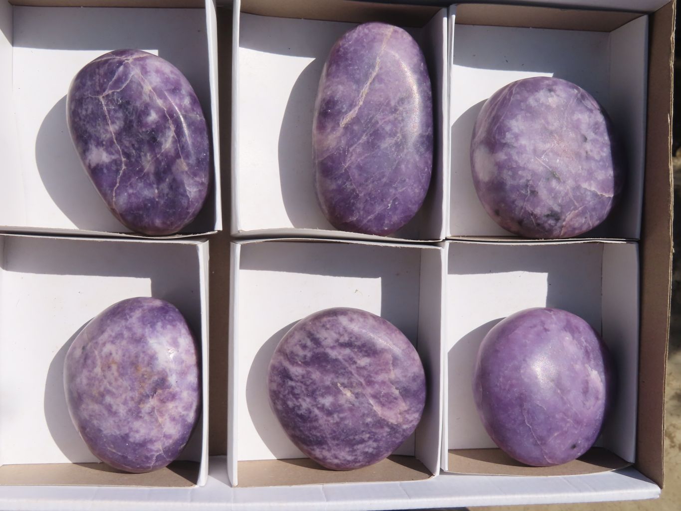 Polished Purple Lepidolite Galets  x 6 From Zimbabwe - Toprock Gemstones and Minerals 