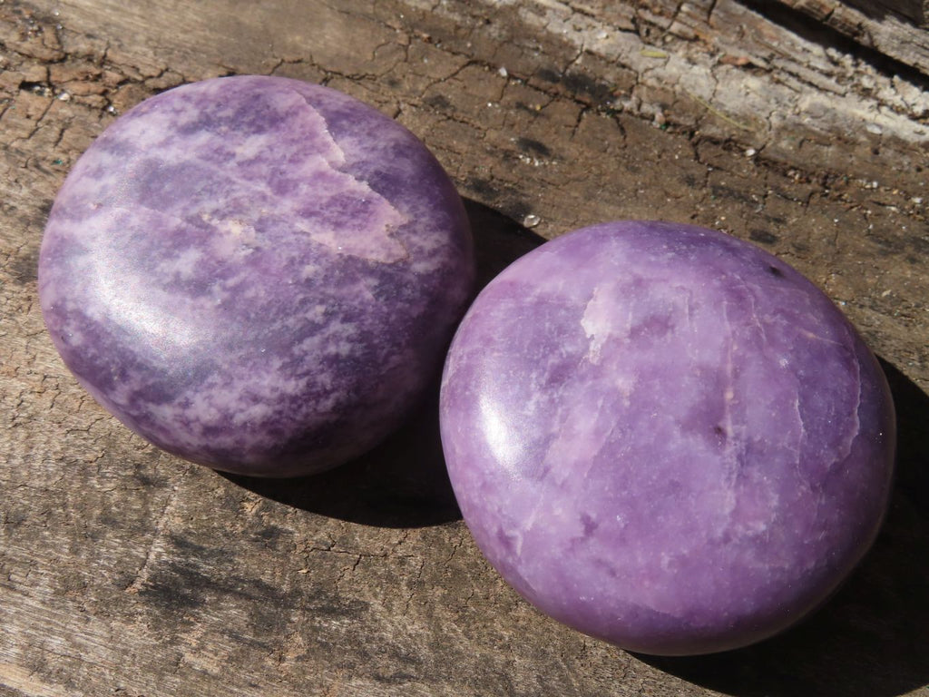 Polished Purple Lepidolite Galets  x 6 From Zimbabwe - Toprock Gemstones and Minerals 