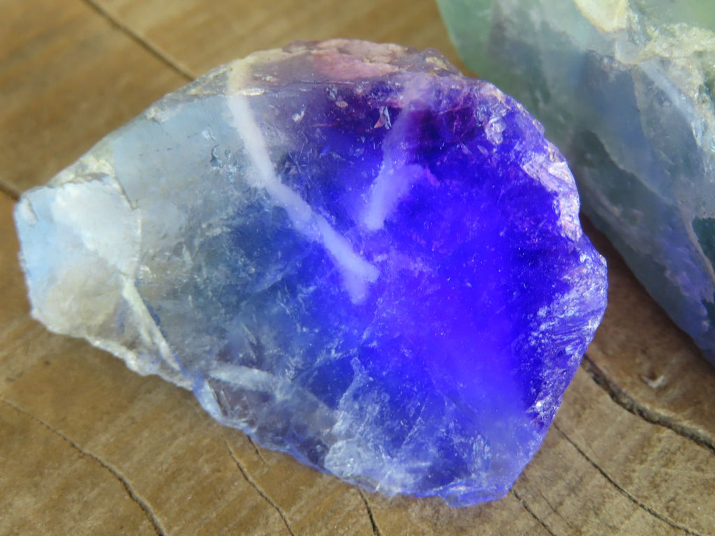 Polished One Side Polished Watermelon Fluorite Pieces  x 3 From Uis, Namibia - Toprock Gemstones and Minerals 