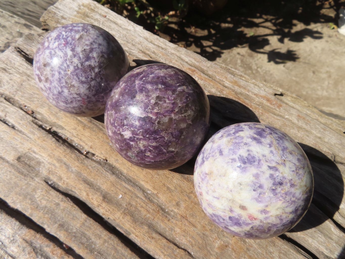 Polished Purple Lepidolite Spheres  x 3 From Madagascar - Toprock Gemstones and Minerals 