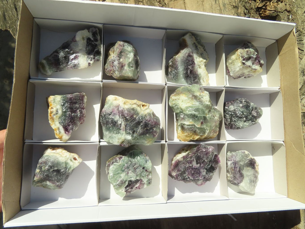 Natural Rough Watermelon Fluorite Cobbed Specimens  x 12 From Uis, Namibia - Toprock Gemstones and Minerals 
