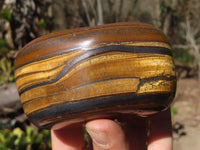 Polished Golden Tigers Eye Free Forms x 3 From Prieska, Northern Cape