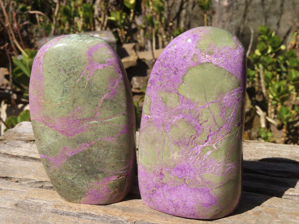 Polished Stichtite & Serpentine Standing Free Forms x 2 From Barberton, South Africa - Toprock Gemstones and Minerals 