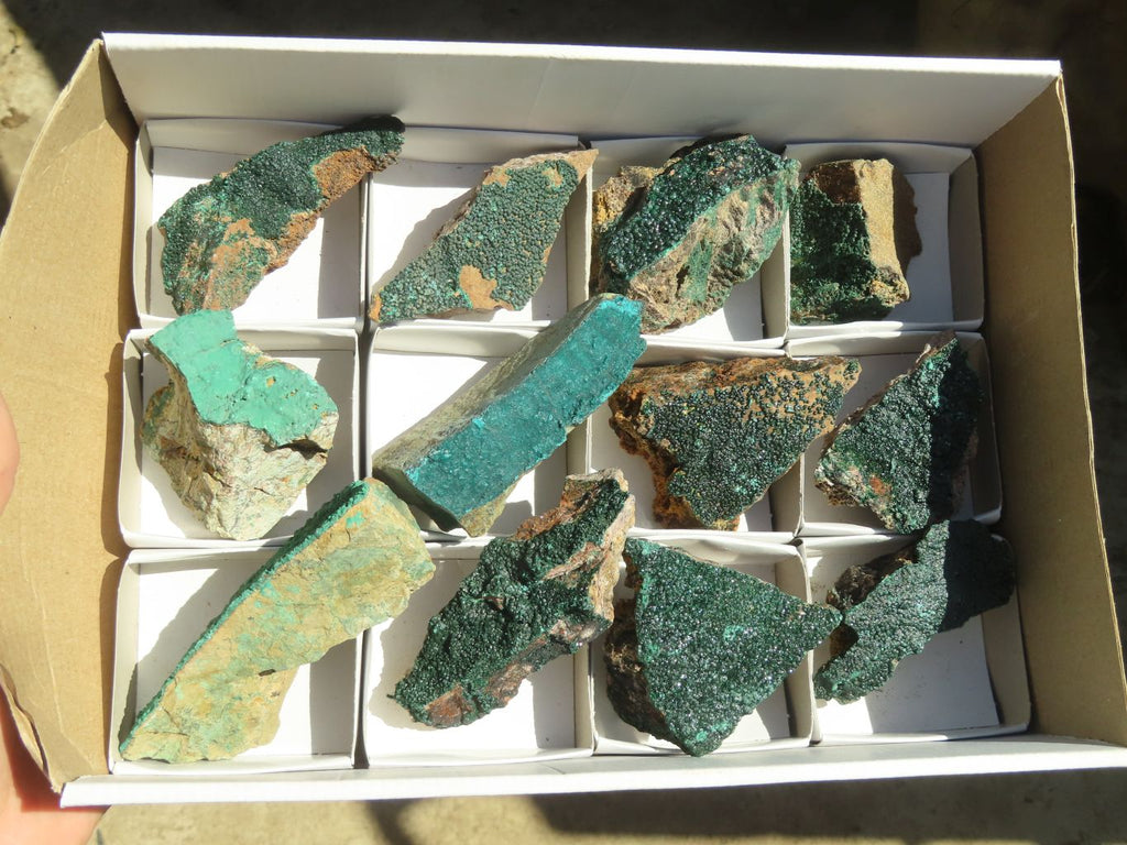 Natural Crystalline Malachite Specimens  x 12 From Congo - Toprock Gemstones and Minerals 