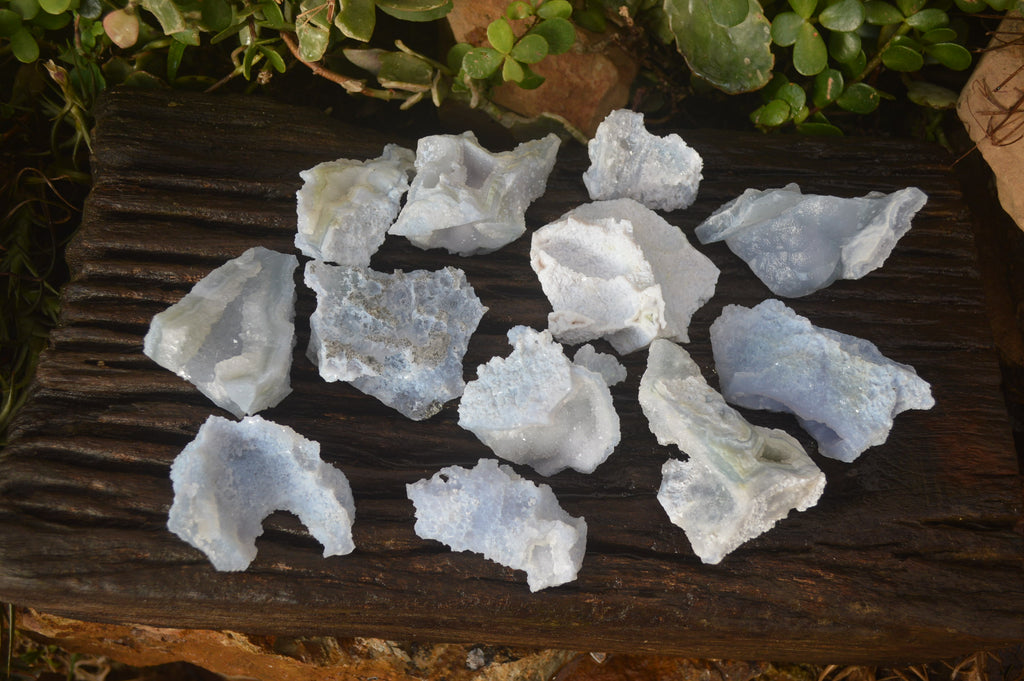 Natural Etched Blue Chalcedony Specimens  x 12 From Nsanje, Malawi - Toprock Gemstones and Minerals 