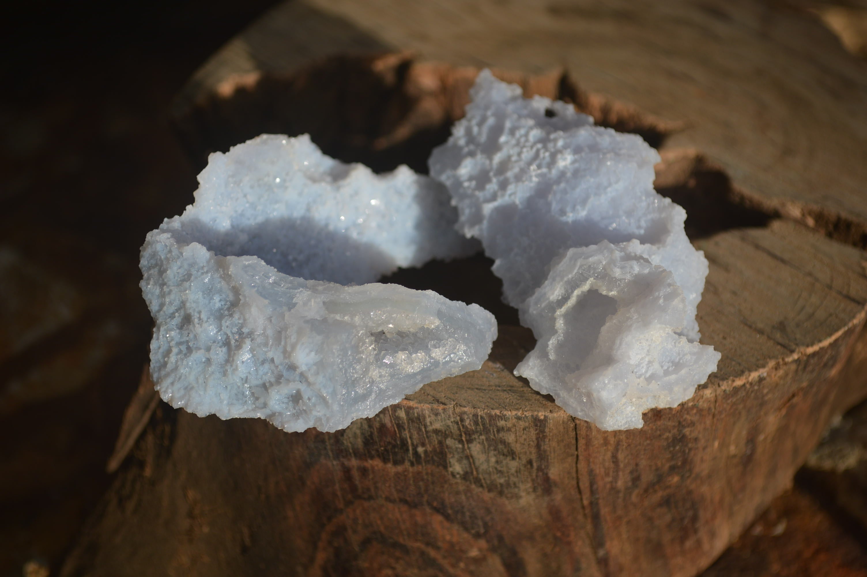 Natural Etched Blue Chalcedony Specimens  x 12 From Nsanje, Malawi - Toprock Gemstones and Minerals 