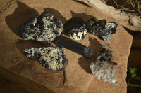 Natural Schorl Black Tourmaline Specimens x 6 From Erongo, Namibia - Toprock Gemstones and Minerals 