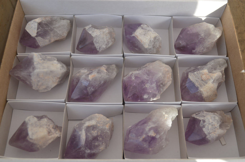 Polished Jacaranda Amethyst Crystals x 12 From Mumbwe, Zambia - Toprock Gemstones and Minerals 