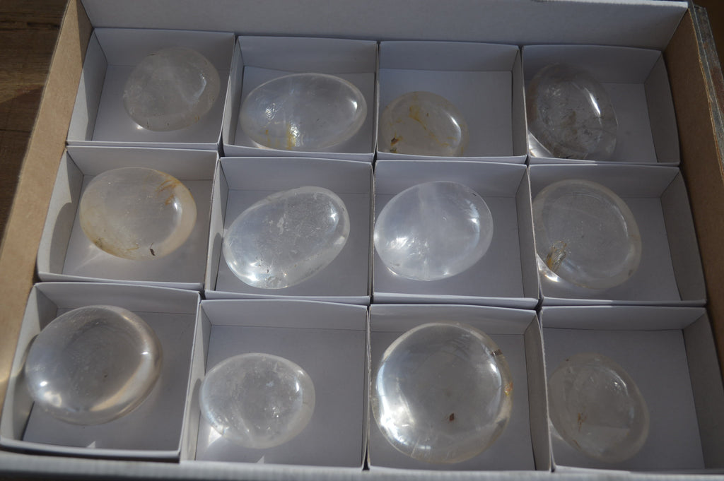 Polished Clear Quartz Galet / Palm Stones x 12 From Madagascar - Toprock Gemstones and Minerals 