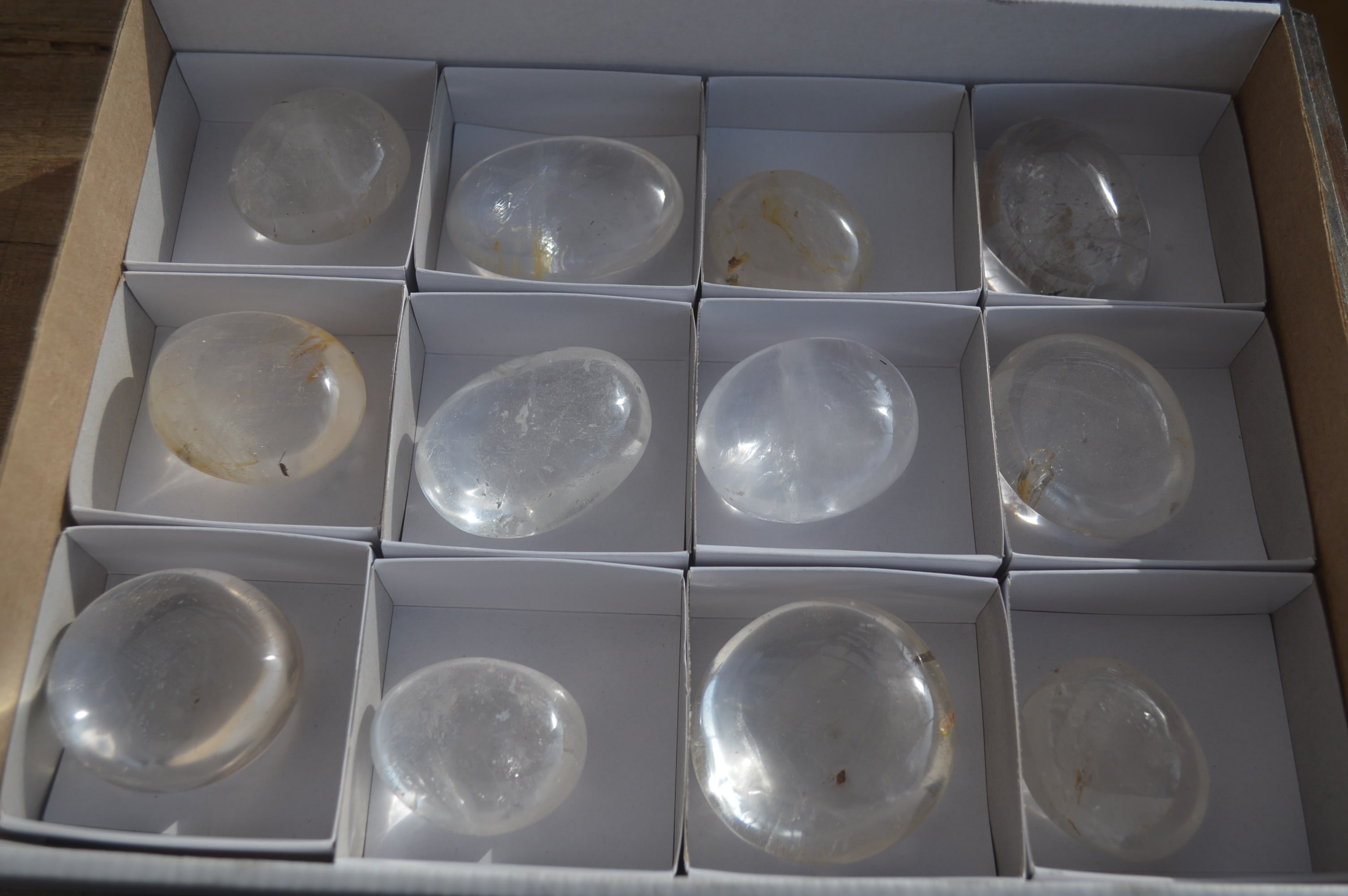 Polished Clear Quartz Galet / Palm Stones x 12 From Madagascar - Toprock Gemstones and Minerals 