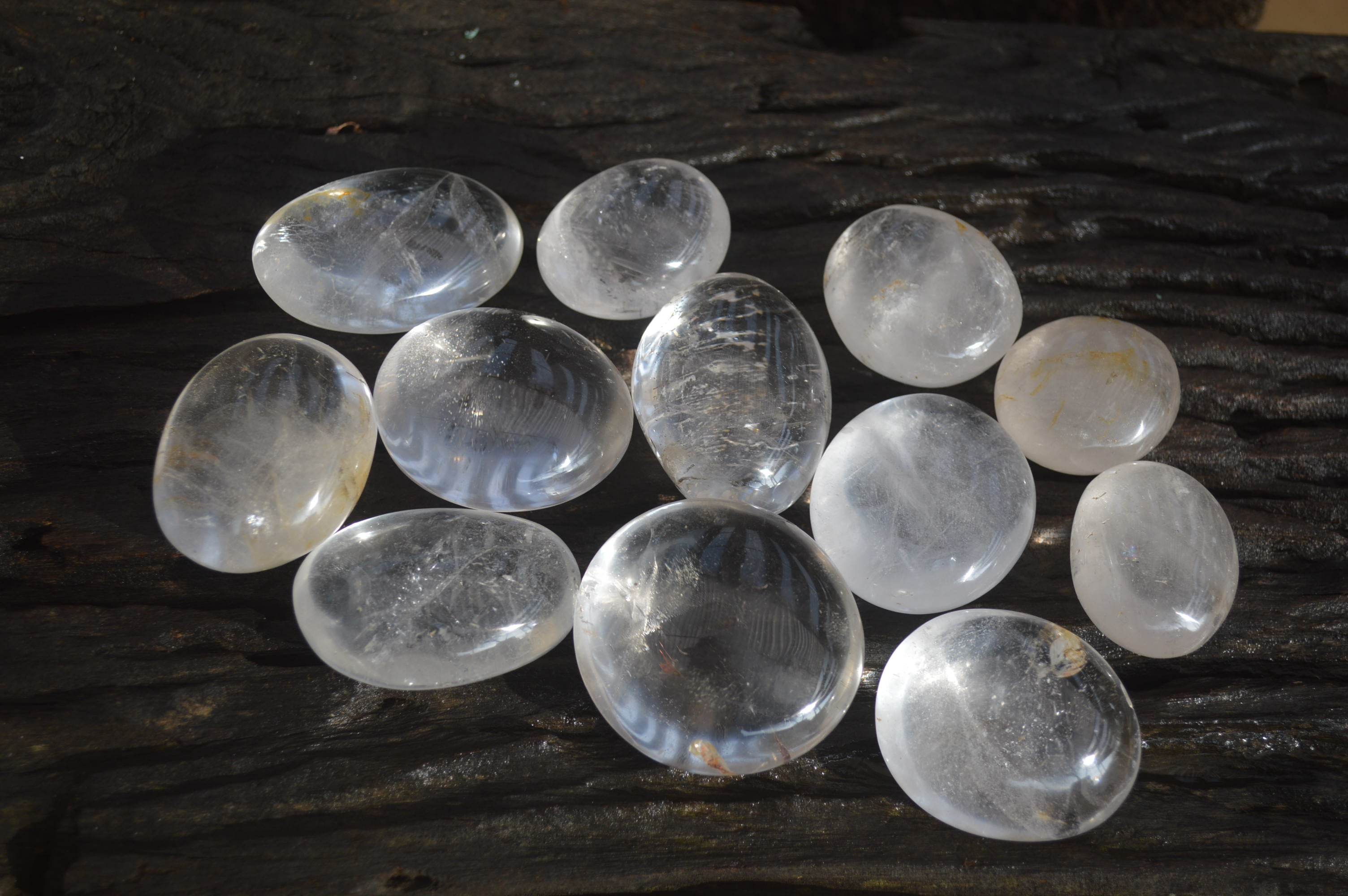 Polished Clear Quartz Galet / Palm Stones x 12 From Madagascar - Toprock Gemstones and Minerals 