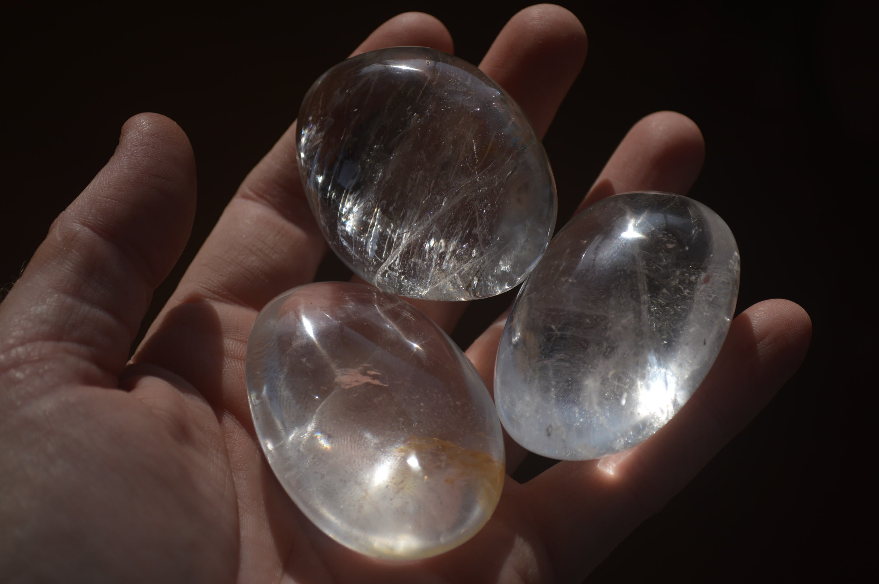 Polished Clear Quartz Galet / Palm Stones x 12 From Madagascar - Toprock Gemstones and Minerals 