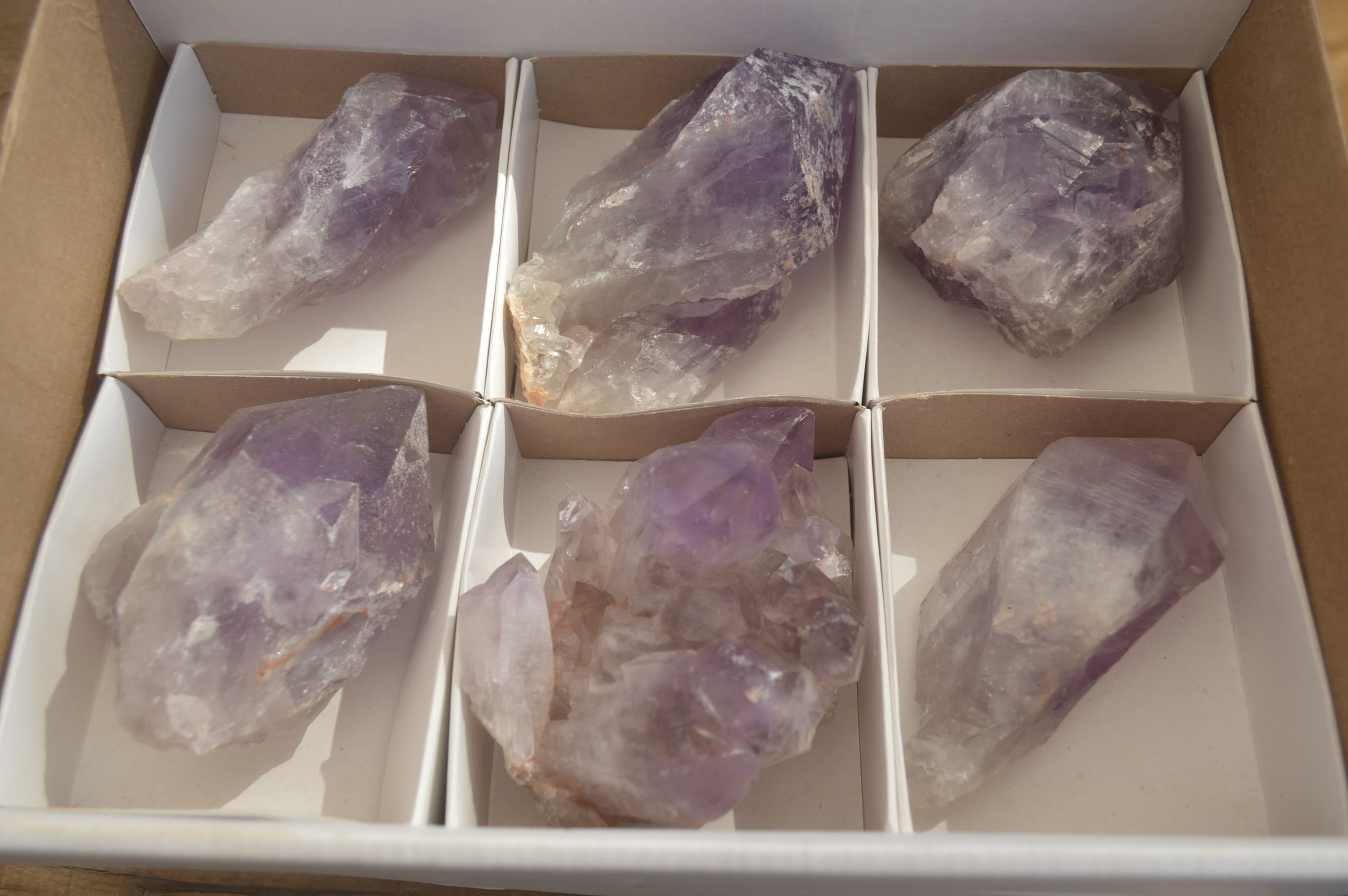 Natural Amethyst Crystal Specimens x 6 From Zambia - Toprock Gemstones and Minerals 