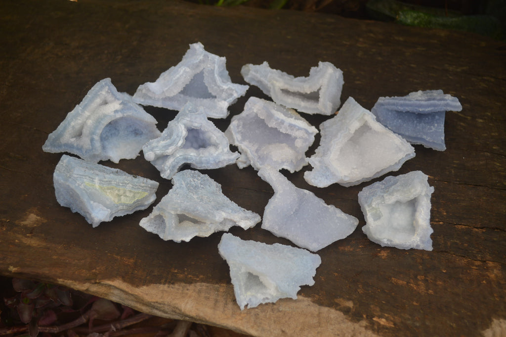 Natural Etched Blue Chalcedony Specimens x 12 From Nsanje, Malawi - Toprock Gemstones and Minerals 