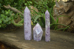 Polished Purple Lepidolite With Peach Moonstone Points  x 3 From Zimbabwe - Toprock Gemstones and Minerals 