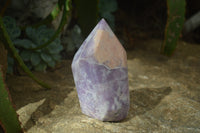 Polished Purple Lepidolite With Peach Moonstone Points  x 3 From Zimbabwe