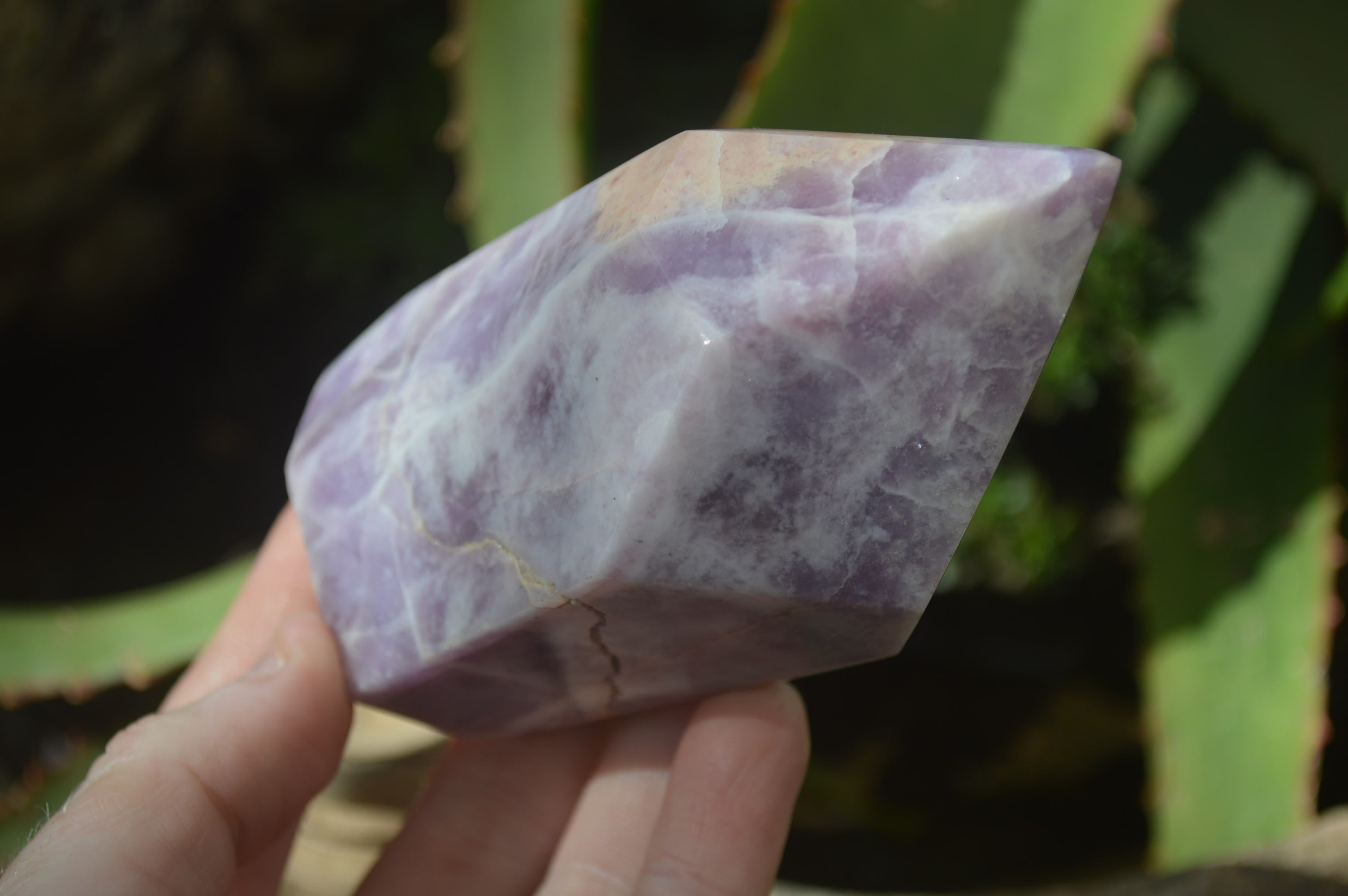 Polished Purple Lepidolite With Peach Moonstone Points  x 3 From Zimbabwe - Toprock Gemstones and Minerals 