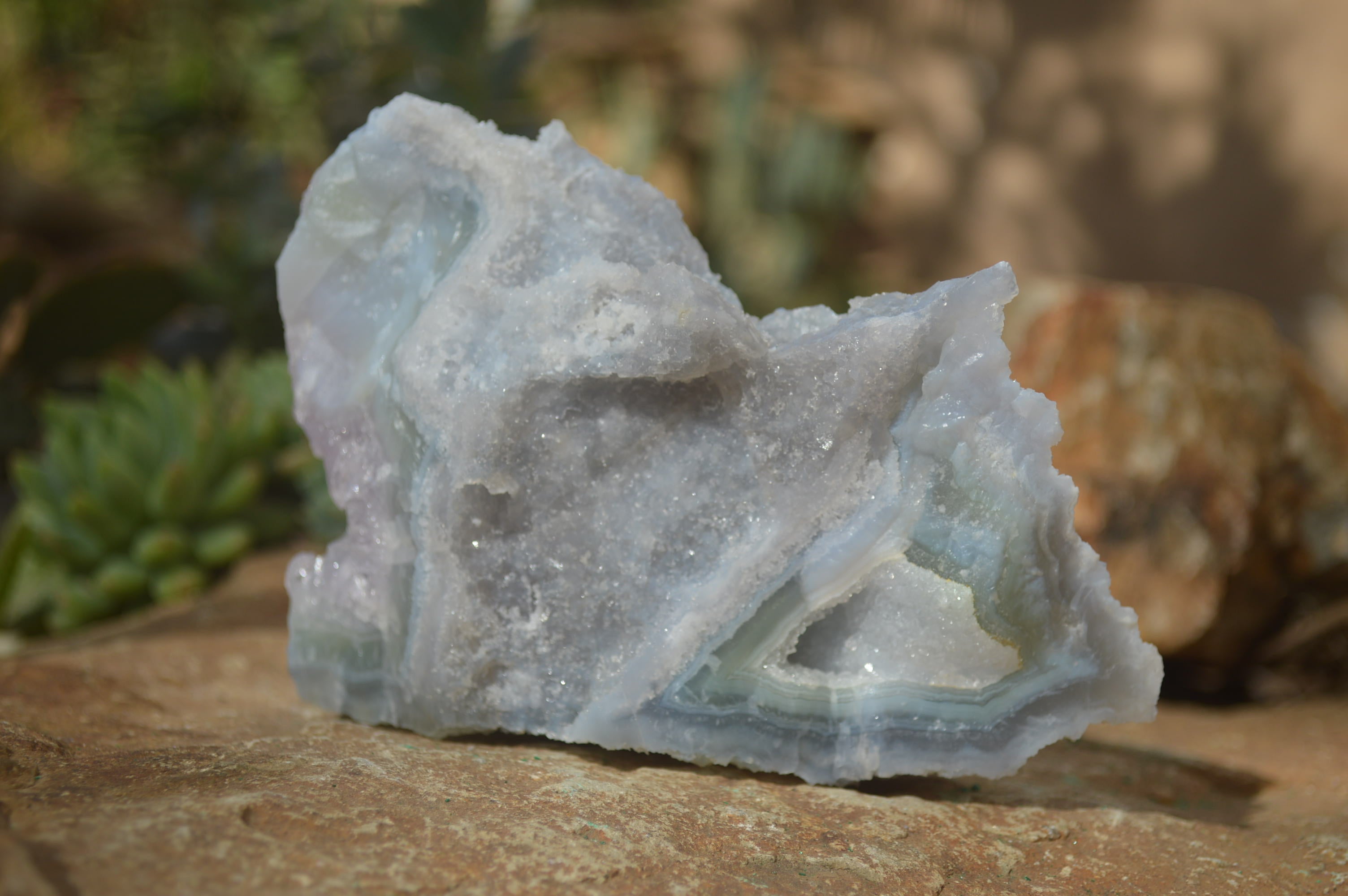 Natural Etched Blue Chalcedony Specimens  x 3 From Nsanje, Malawi - Toprock Gemstones and Minerals 