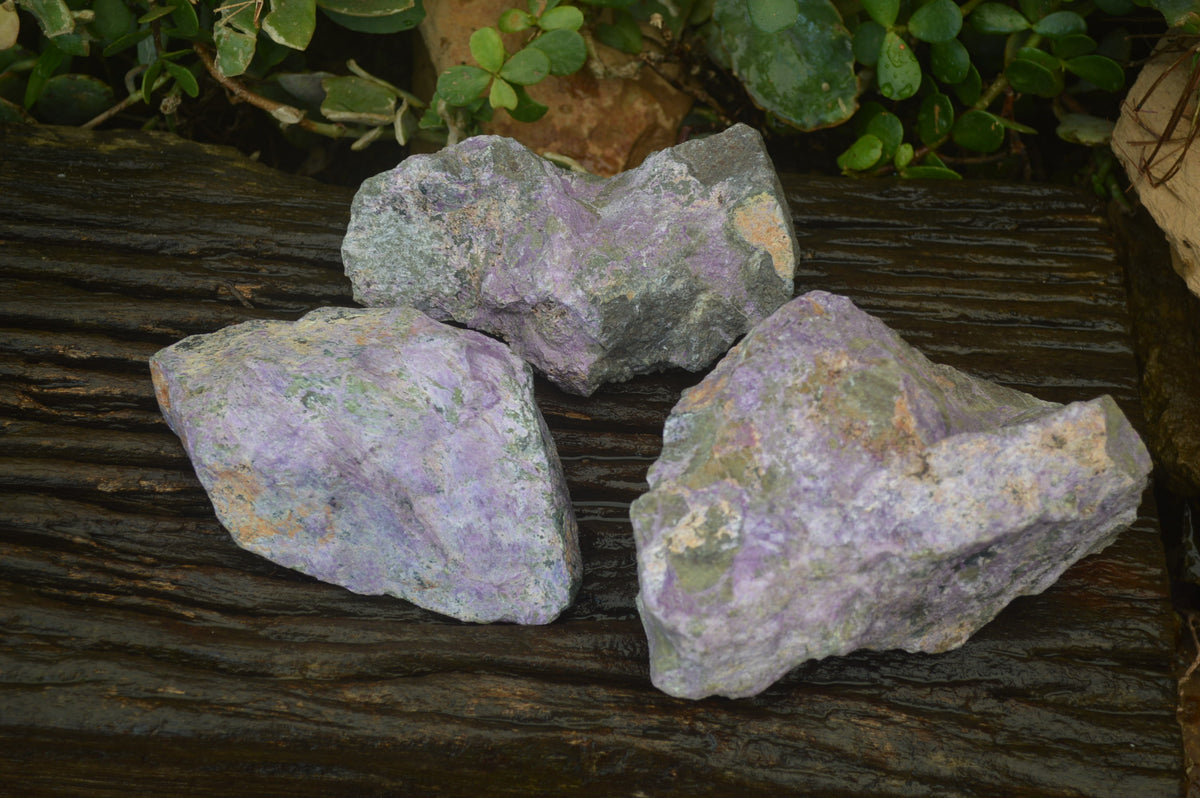Natural Rough Stichtite & Serpentine Specimens x 3 From Barberton, South Africa - Toprock Gemstones and Minerals 