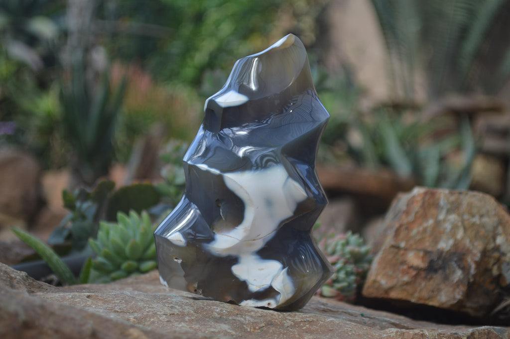 Polished Orca Agate Flame Sculpture  x 1 From West Coast, Madagascar - Toprock Gemstones and Minerals 