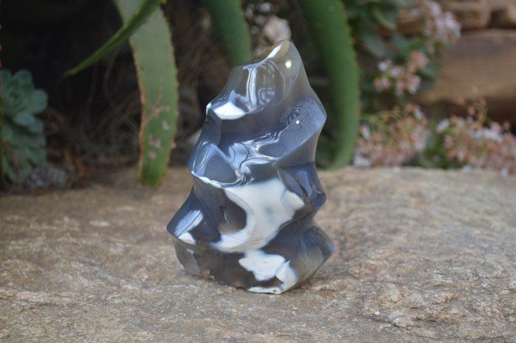 Polished Orca Agate Flame Sculpture  x 1 From West Coast, Madagascar - Toprock Gemstones and Minerals 