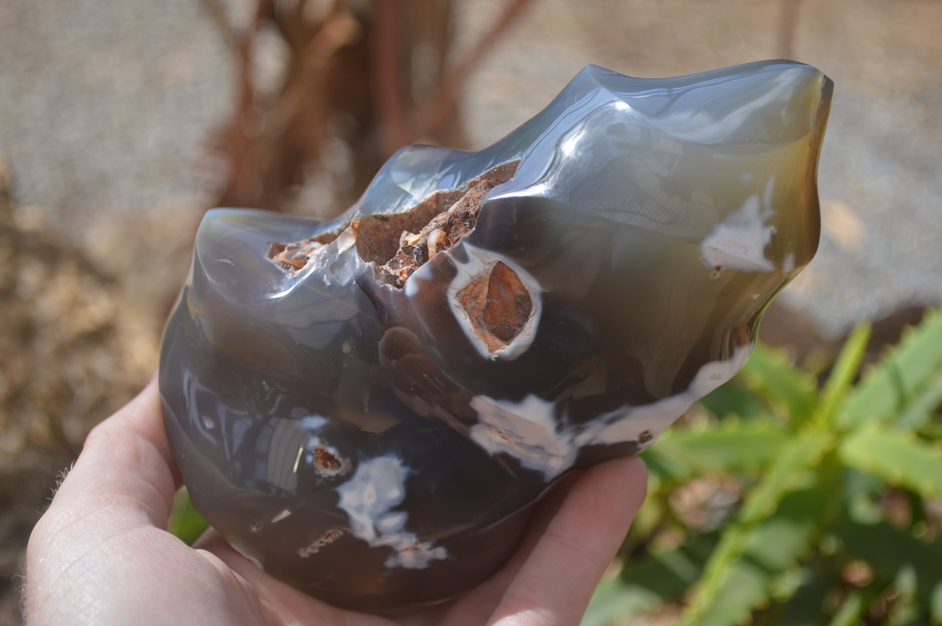 Polished Orca Agate Flame Sculpture  x 1 From West Coast, Madagascar - Toprock Gemstones and Minerals 