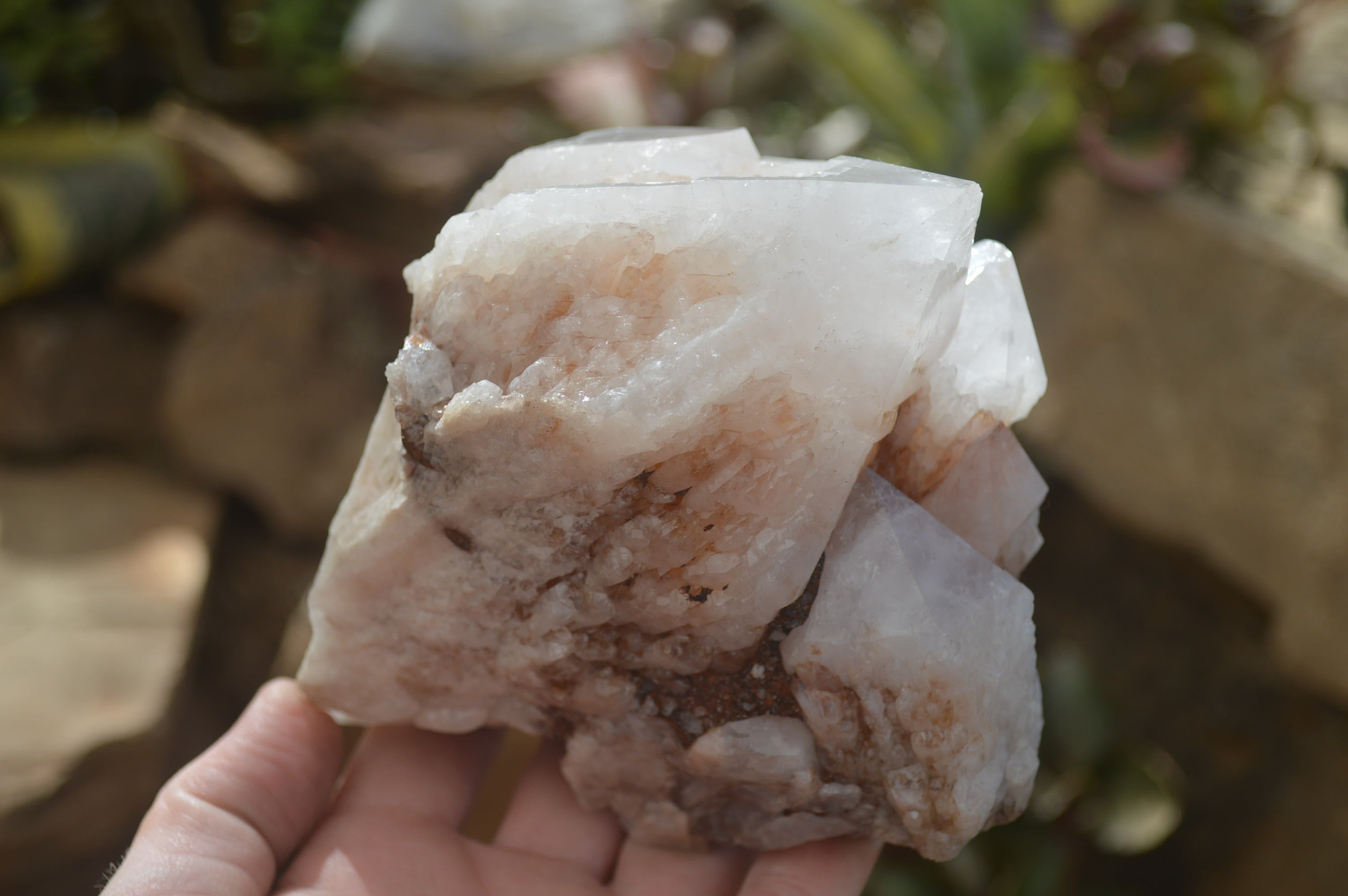 Natural Celestial Layered Window / Candle Quartz Specimens  x 2 From Madagascar - Toprock Gemstones and Minerals 