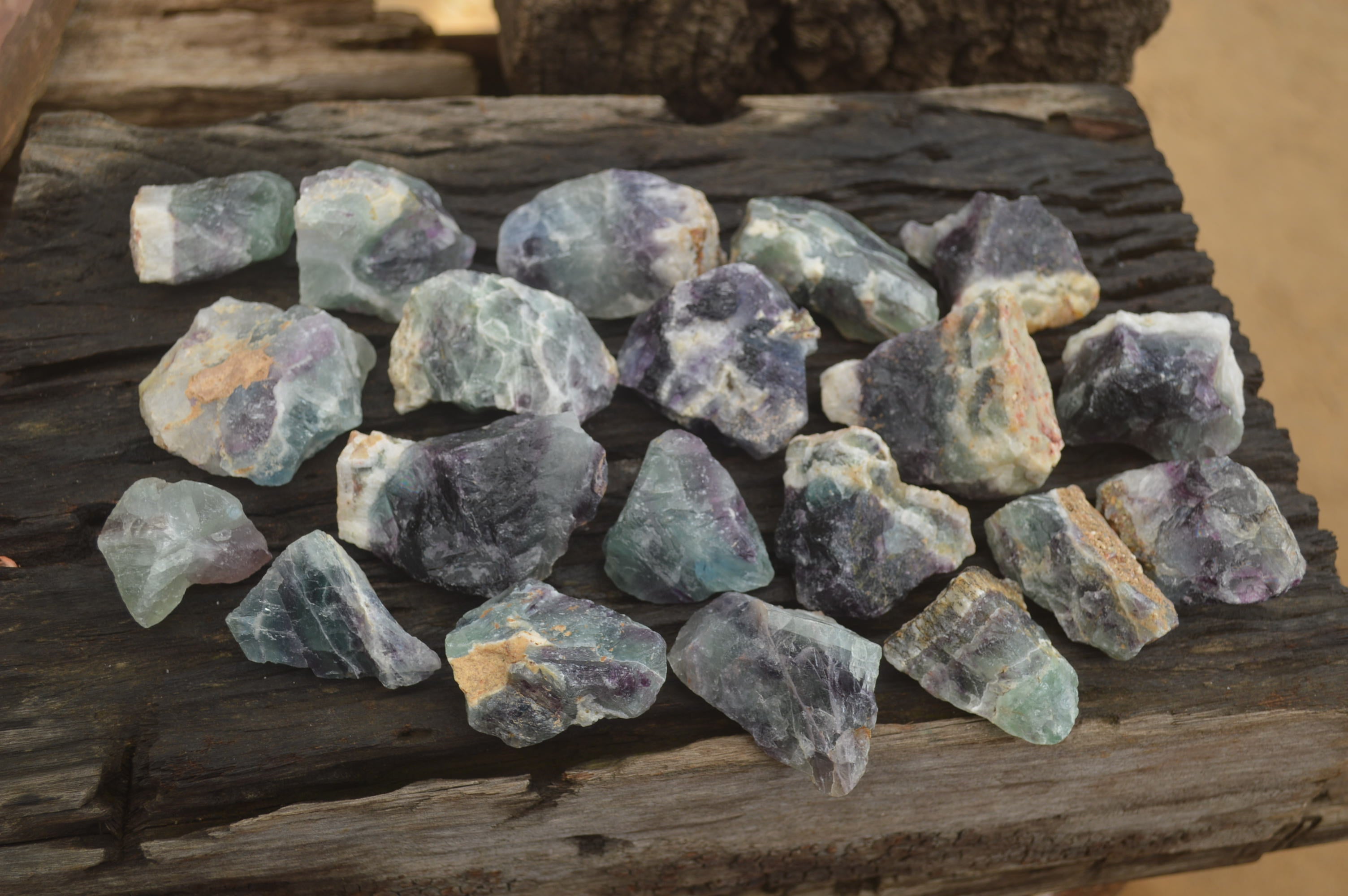 Natural Rough Watermelon Fluorite Cobbed Specimens  x 35 From Namibia - Toprock Gemstones and Minerals 